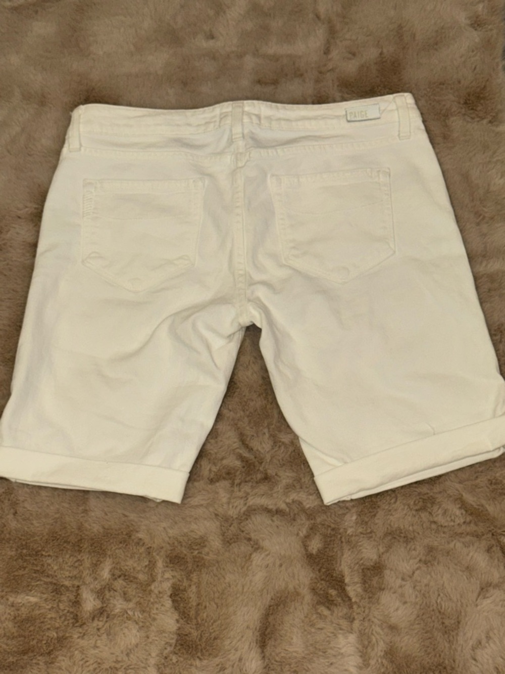 PAIGE Jax Bermuda Shorts White Size 28 Mid Rise Stretch Denim - Picture 4 of 5